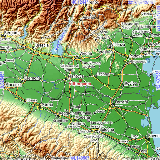 Topographic map of Villimpenta