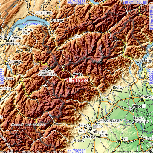 Topographic map of Villefranche