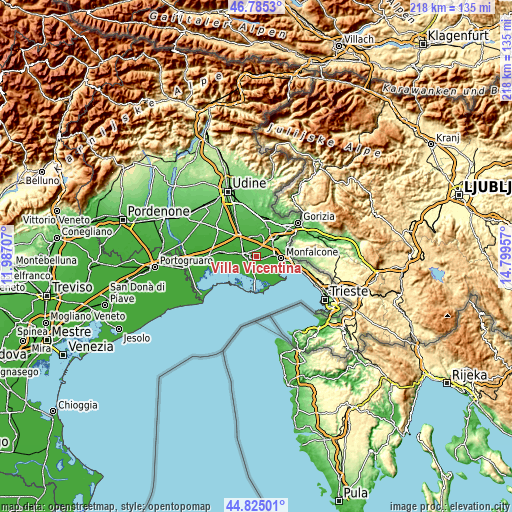 Topographic map of Villa Vicentina