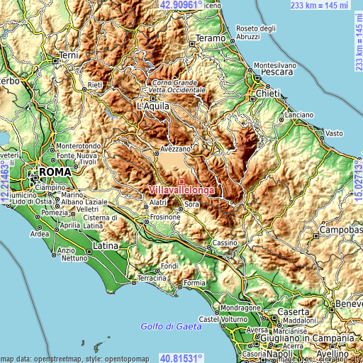 Topographic map of Villavallelonga