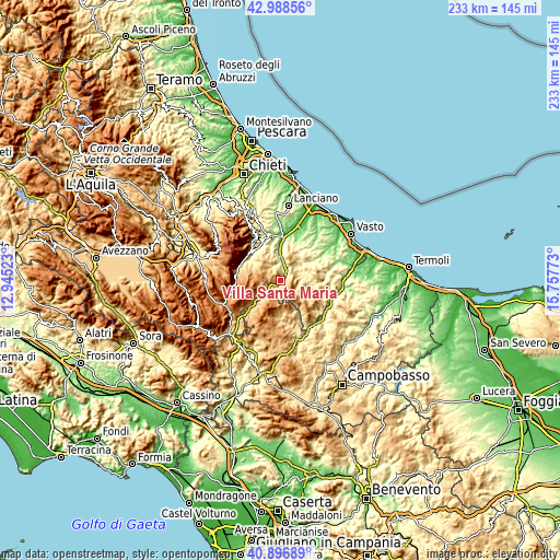 Topographic map of Villa Santa Maria