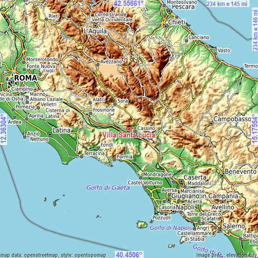 Topographic map of Villa Santa Lucia