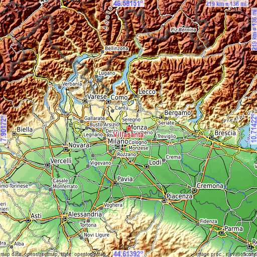 Topographic map of Villasanta