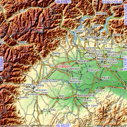 Topographic map of Villarboit