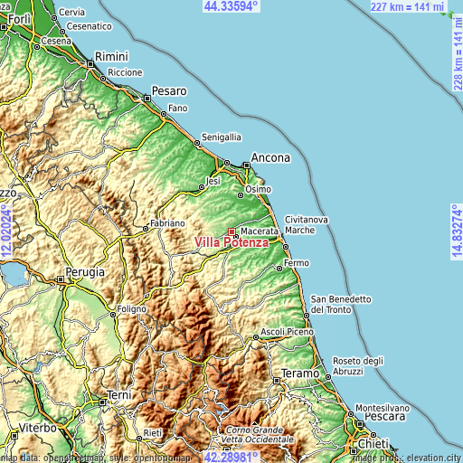 Topographic map of Villa Potenza