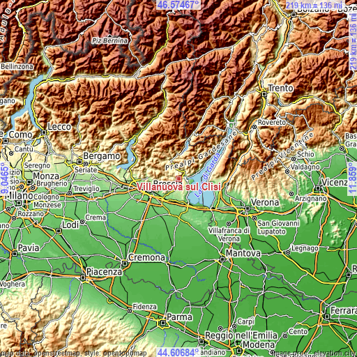 Topographic map of Villanuova sul Clisi