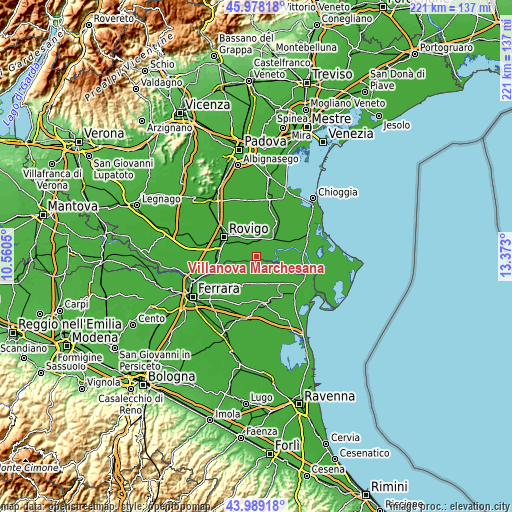 Topographic map of Villanova Marchesana