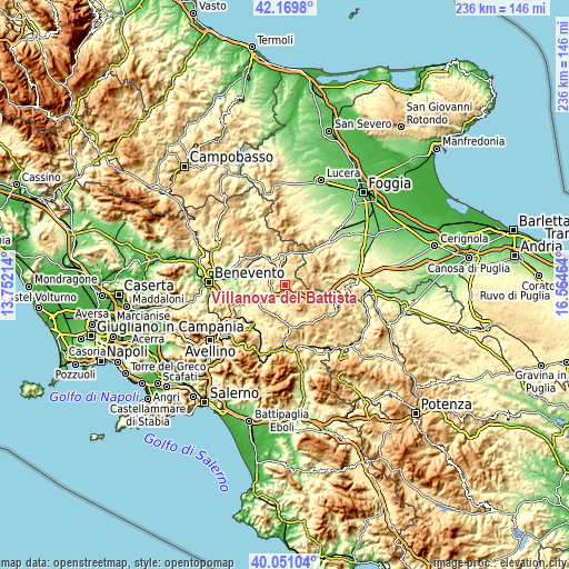 Topographic map of Villanova del Battista