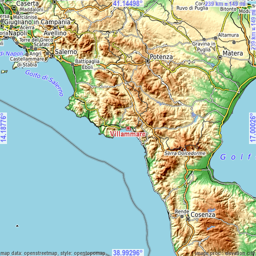 Topographic map of Villammare