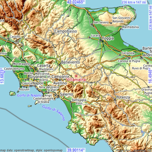 Topographic map of Villamaina