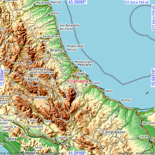 Topographic map of Villamagna