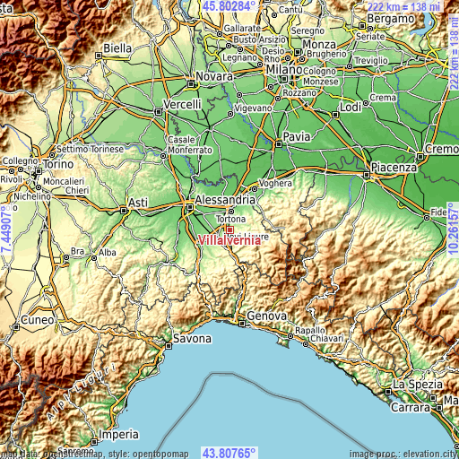 Topographic map of Villalvernia