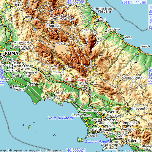 Topographic map of Villa Latina