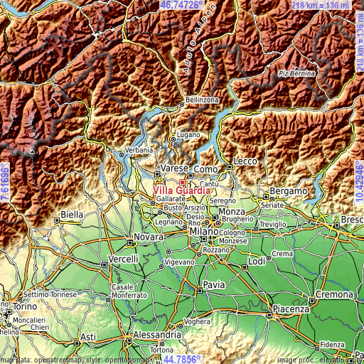 Topographic map of Villa Guardia