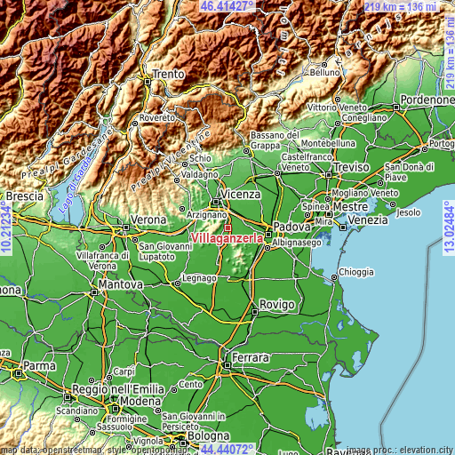 Topographic map of Villaganzerla