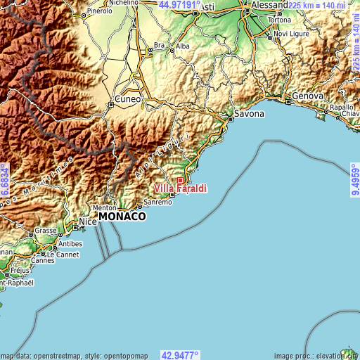 Topographic map of Villa Faraldi