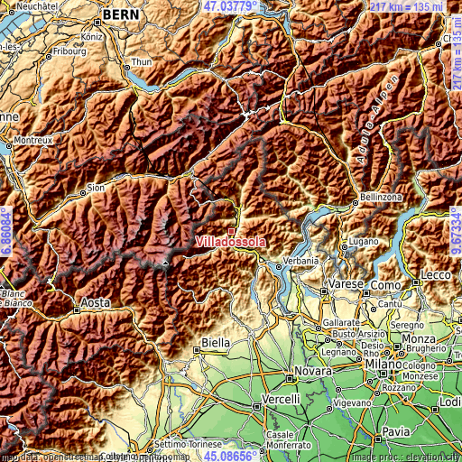 Topographic map of Villadossola