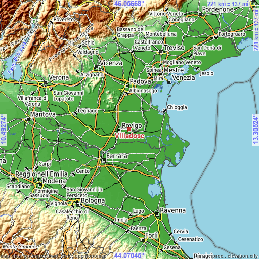 Topographic map of Villadose