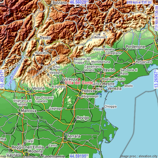 Topographic map of Villa del Conte