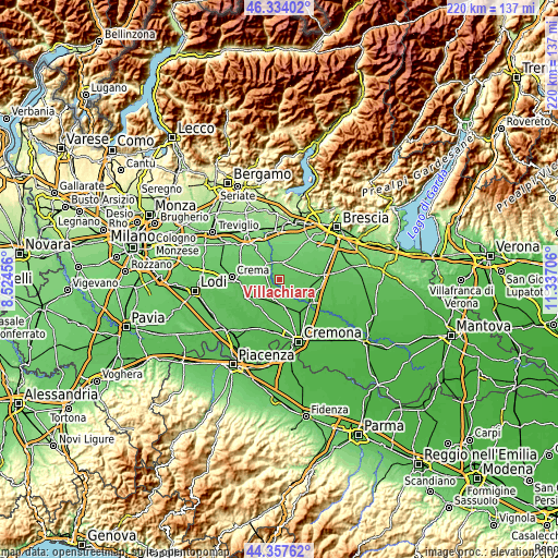 Topographic map of Villachiara