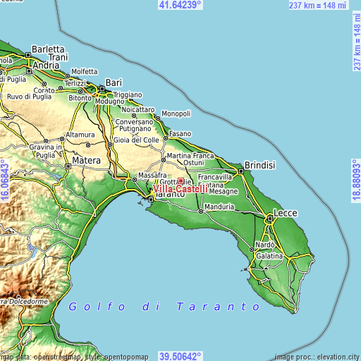 Topographic map of Villa Castelli