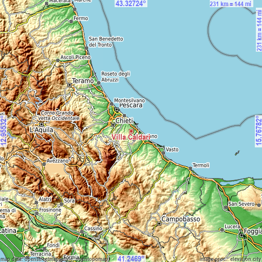 Topographic map of Villa Caldari