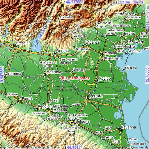 Topographic map of Villa Bartolomea