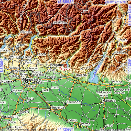 Topographic map of Vigolo