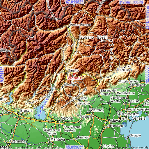 Topographic map of Vignola