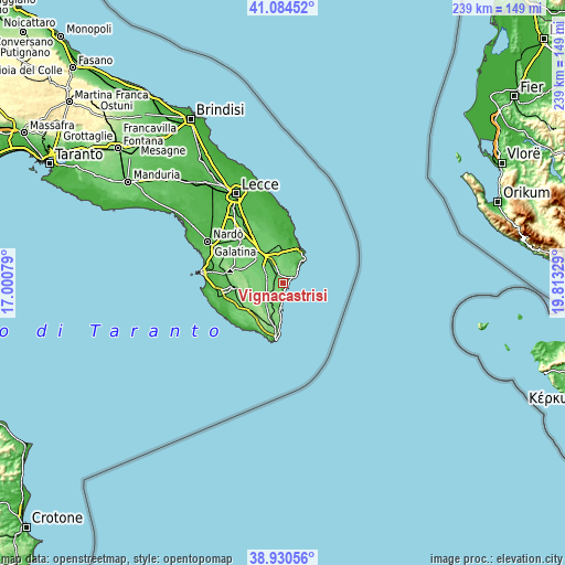 Topographic map of Vignacastrisi