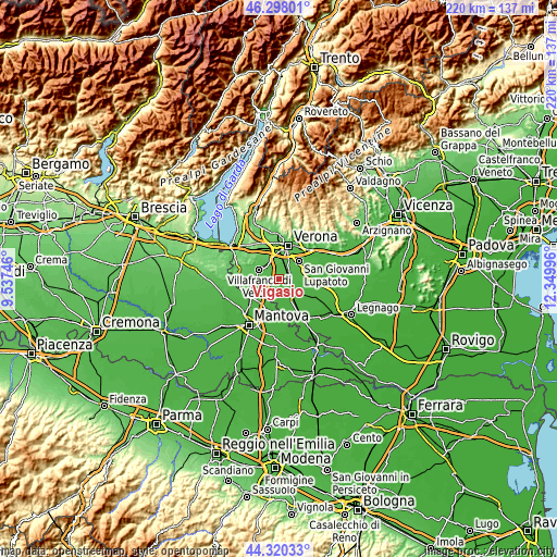 Topographic map of Vigasio
