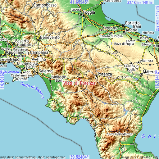 Topographic map of Vietri di Potenza