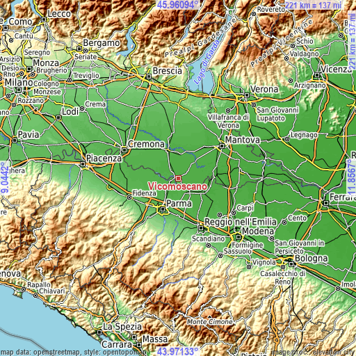 Topographic map of Vicomoscano