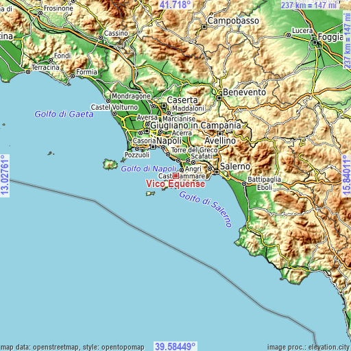 Topographic map of Vico Equense