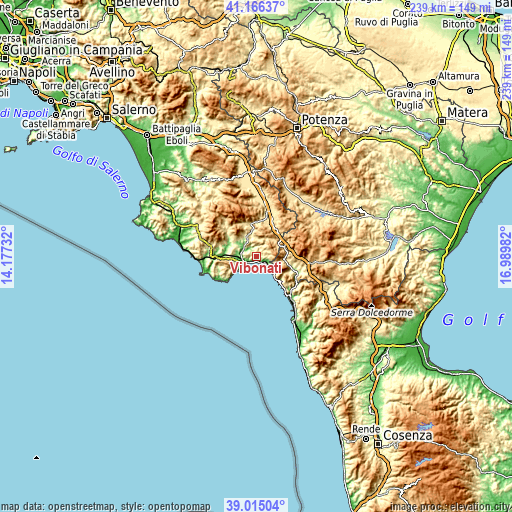 Topographic map of Vibonati