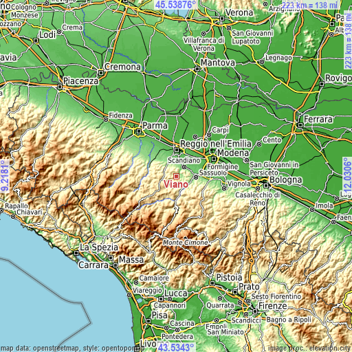 Topographic map of Viano