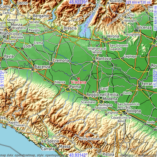 Topographic map of Viadana