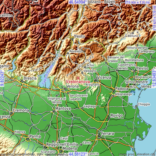 Topographic map of Vestenanova