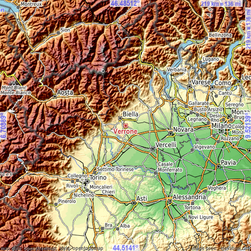 Topographic map of Verrone