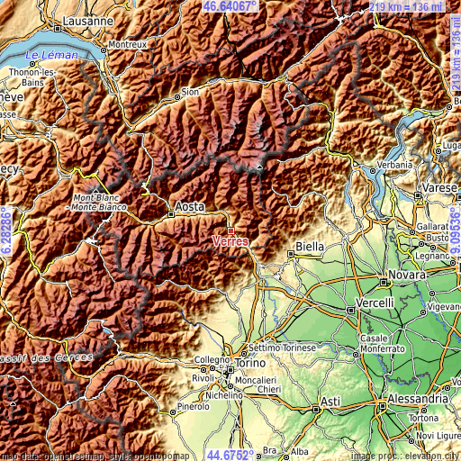 Topographic map of Verres