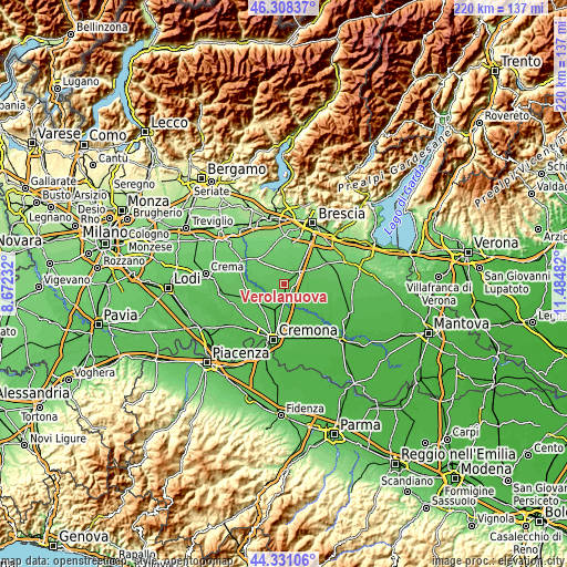 Topographic map of Verolanuova