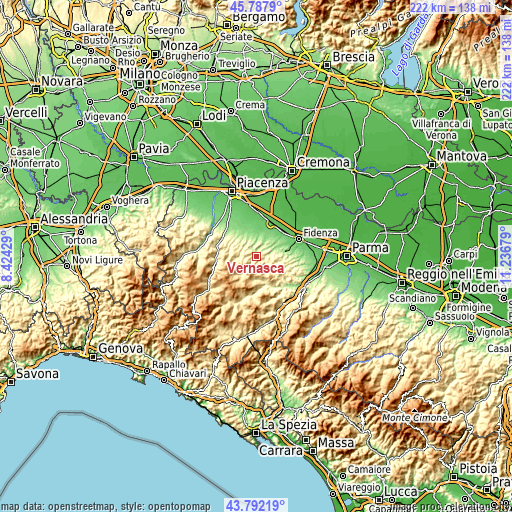 Topographic map of Vernasca