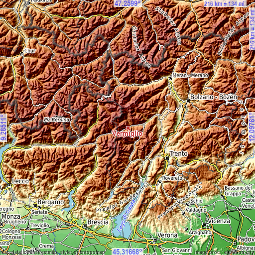 Topographic map of Vermiglio