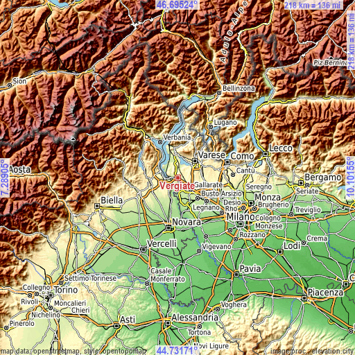 Topographic map of Vergiate