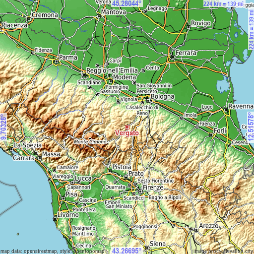 Topographic map of Vergato