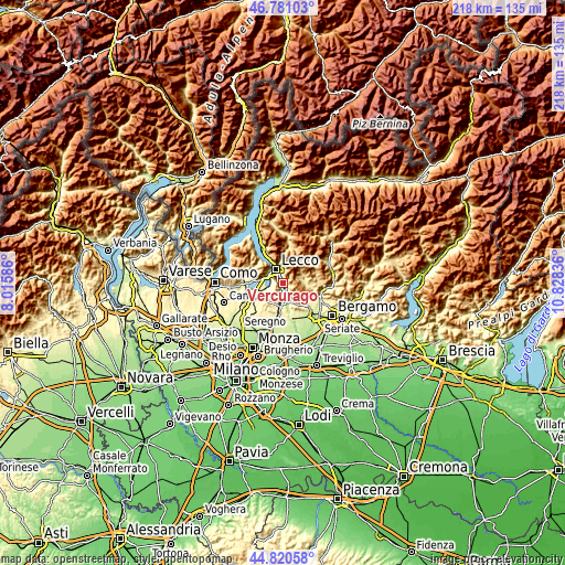 Topographic map of Vercurago