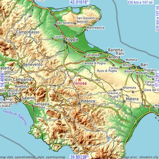 Topographic map of Venosa