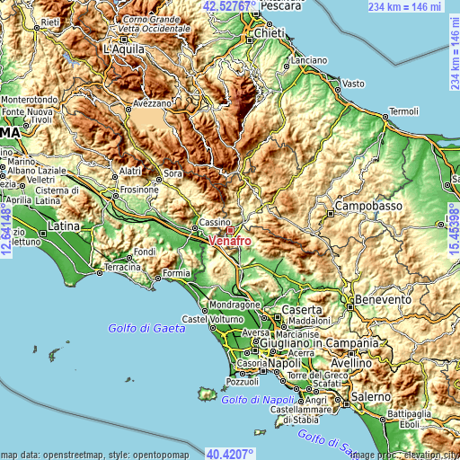 Topographic map of Venafro