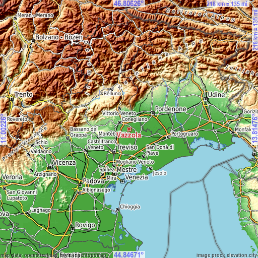 Topographic map of Vazzola