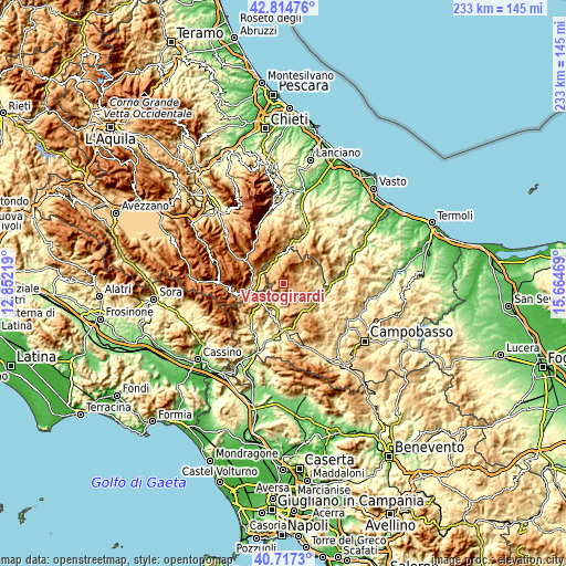 Topographic map of Vastogirardi